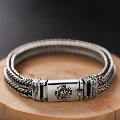 Solid S925 Silver Hand Woven Heavy Bracelet Men's Fashion Retro Bracelet Personality Vintage Jewelry|MMS - monmonshop.com