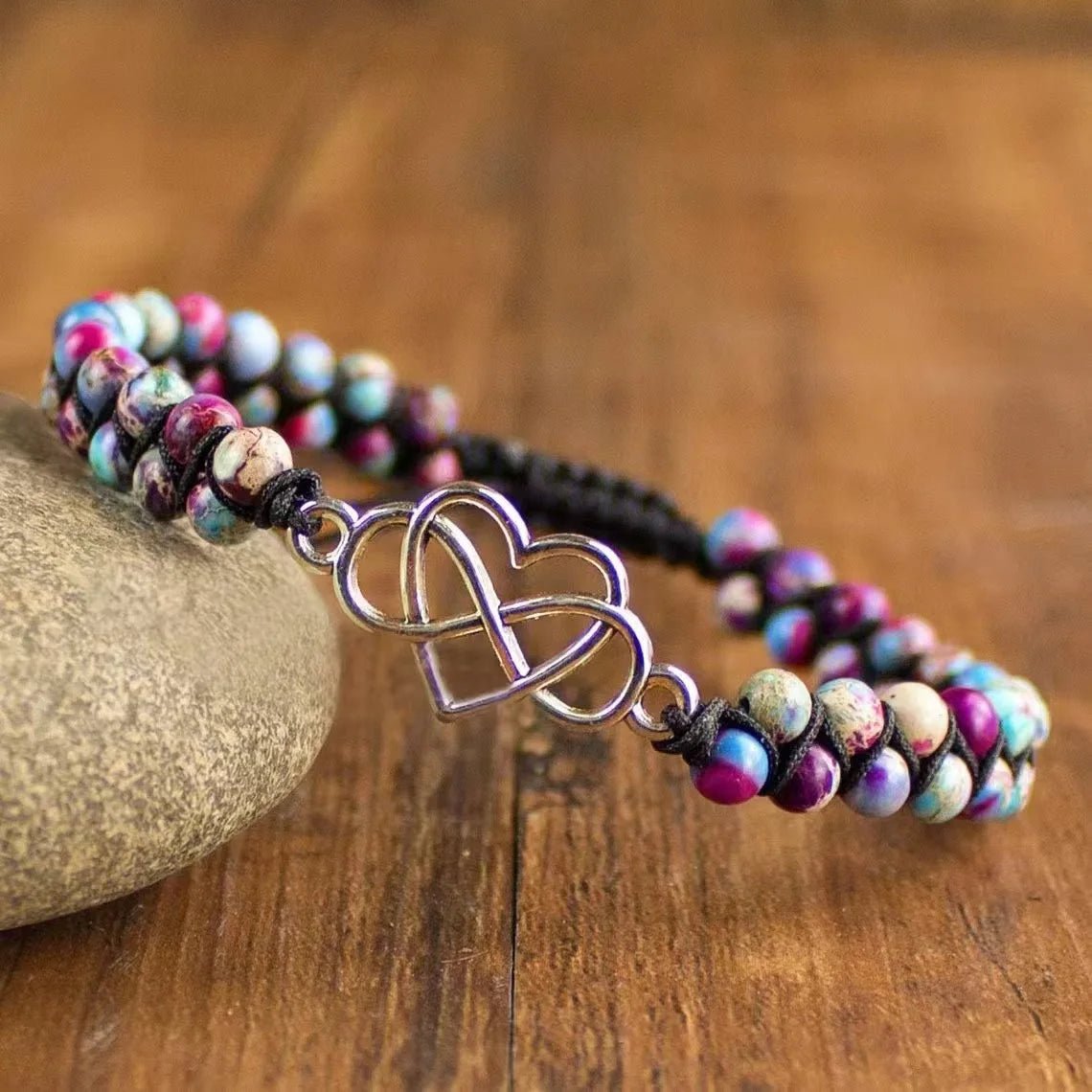 To My Beautiful Granddaughter Natural Stone Hand Woven Bracelet Stainless Steel Heart with Gift Box Birthday Christmas Gifts | MMS - monmonshop.com