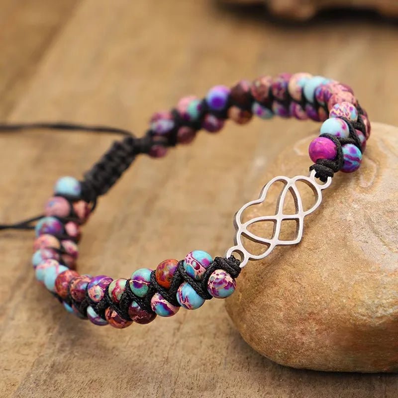 To My Beautiful Granddaughter Natural Stone Hand Woven Bracelet Stainless Steel Heart with Gift Box Birthday Christmas Gifts | MMS - monmonshop.com