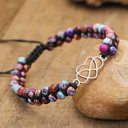 To My Beautiful Granddaughter Natural Stone Hand Woven Bracelet Stainless Steel Heart with Gift Box Birthday Christmas Gifts | MMS - monmonshop.com