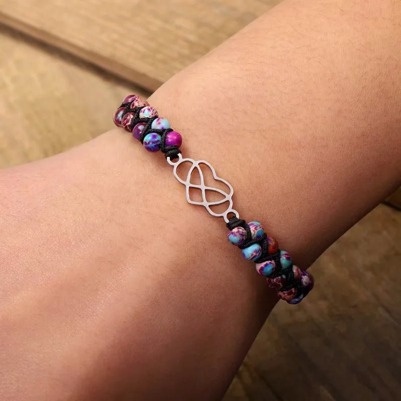 To My Beautiful Granddaughter Natural Stone Hand Woven Bracelet Stainless Steel Heart with Gift Box Birthday Christmas Gifts | MMS - monmonshop.com