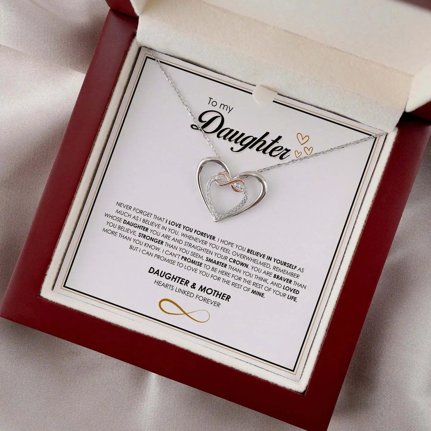 TO MY DAUGHTER Gift Set Infinite Symbol With Flap Wooden Box For Girl Birthday Christmas Gifts | MMS - monmonshop.com