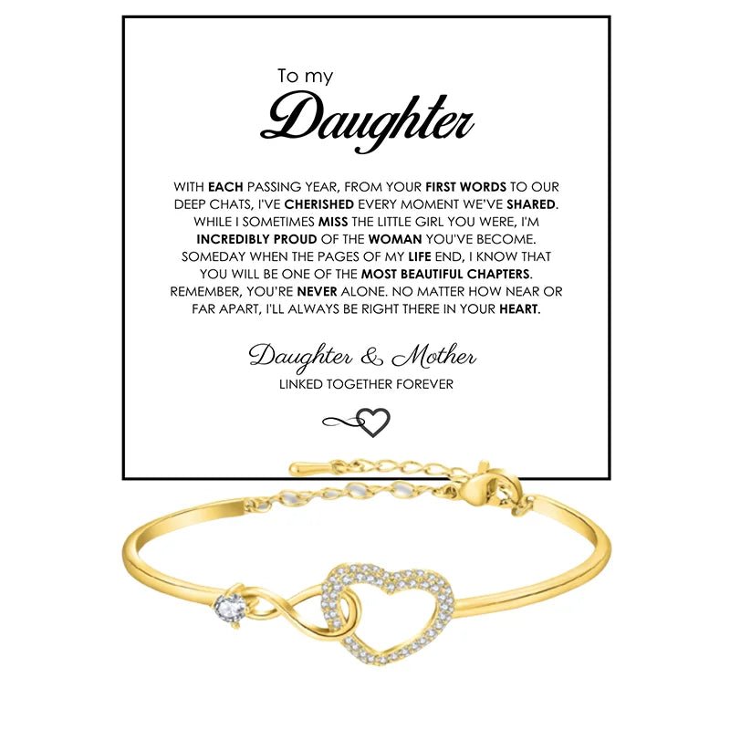 To My Daughter Infinite Symbol Hollow Heart Bracelet With Gift Box For Daughter's Birthday Party Adult Gifts | MONMONSHOP - monmonshop.com