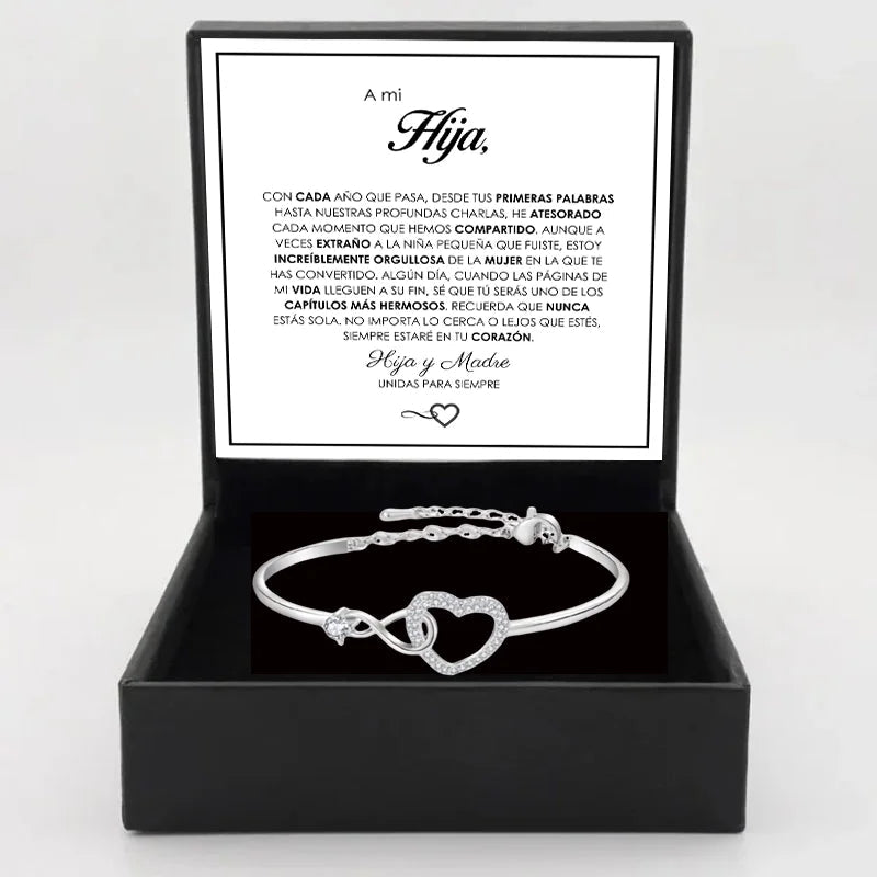 To My Daughter Infinite Symbol Hollow Heart Bracelet With Gift Box For Daughter's Birthday Party Adult Gifts | MONMONSHOP - monmonshop.com