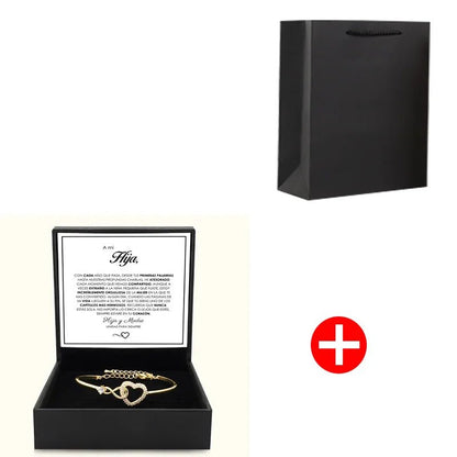 To My Daughter Infinite Symbol Hollow Heart Bracelet With Gift Box For Daughter's Birthday Party Adult Gifts | MONMONSHOP - monmonshop.com