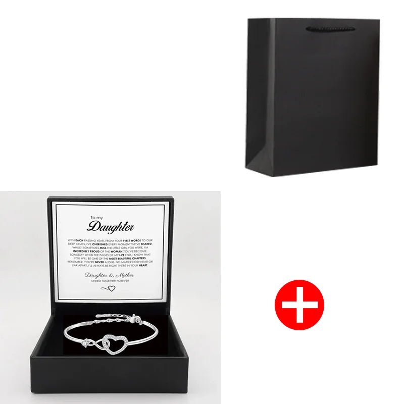 To My Daughter Infinite Symbol Hollow Heart Bracelet With Gift Box For Daughter's Birthday Party Adult Gifts | MONMONSHOP - monmonshop.com