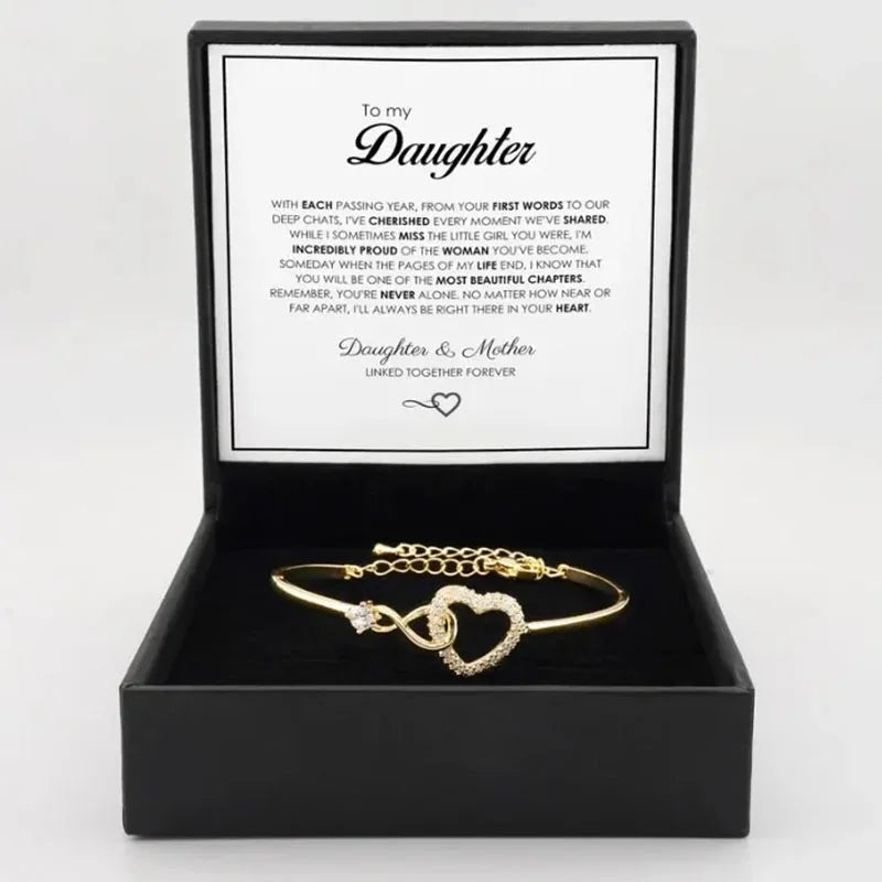To My Daughter Infinite Symbol Hollow Heart Bracelet With Gift Box For Daughter's Birthday Party Adult Gifts | MONMONSHOP - monmonshop.com