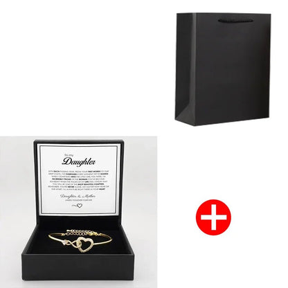 To My Daughter Infinite Symbol Hollow Heart Bracelet With Gift Box For Daughter's Birthday Party Adult Gifts | MONMONSHOP - monmonshop.com