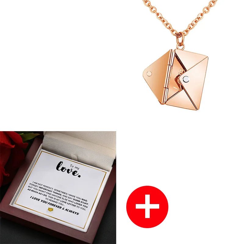 To My Love Christmas Gift Envelope Necklace With Flap Wooden Box For Girlfriend Birthday Mother's Day Valentine's Day Gifts | MMS - monmonshop.com
