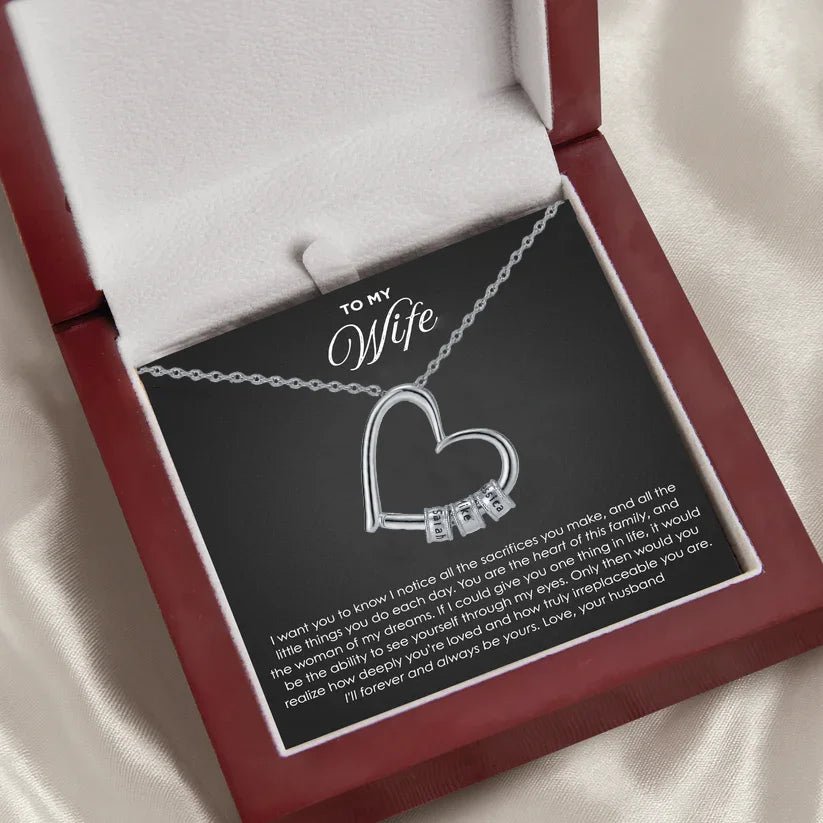 To My Love DIY Bead string Heart Necklace With Flap Wooden Box For Women Wife Birthday Valentine's Day Christm Gifts | MMS - monmonshop.com