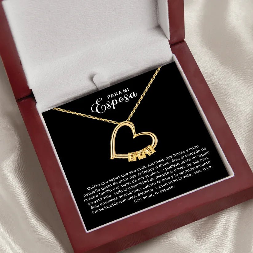 To My Love DIY Bead string Heart Necklace With Flap Wooden Box For Women Wife Birthday Valentine's Day Christm Gifts | MMS - monmonshop.com