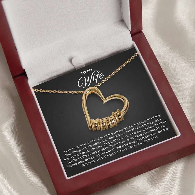 To My Love DIY Bead string Heart Necklace With Flap Wooden Box For Women Wife Birthday Valentine's Day Christm Gifts | MMS - monmonshop.com