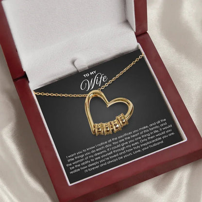 To My Love DIY Bead string Heart Necklace With Flap Wooden Box For Women Wife Birthday Valentine's Day Christm Gifts | MMS - monmonshop.com