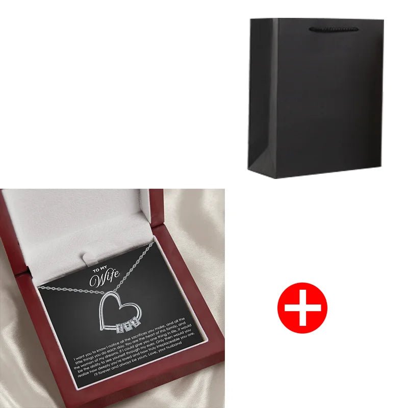 To My Love DIY Bead string Heart Necklace With Flap Wooden Box For Women Wife Birthday Valentine's Day Christm Gifts | MMS - monmonshop.com