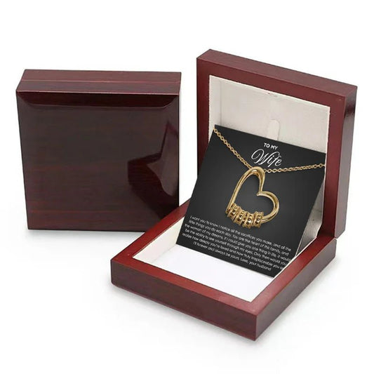 To My Love DIY Bead string Heart Necklace With Flap Wooden Box For Women Wife Birthday Valentine's Day Christm Gifts | MMS - monmonshop.com