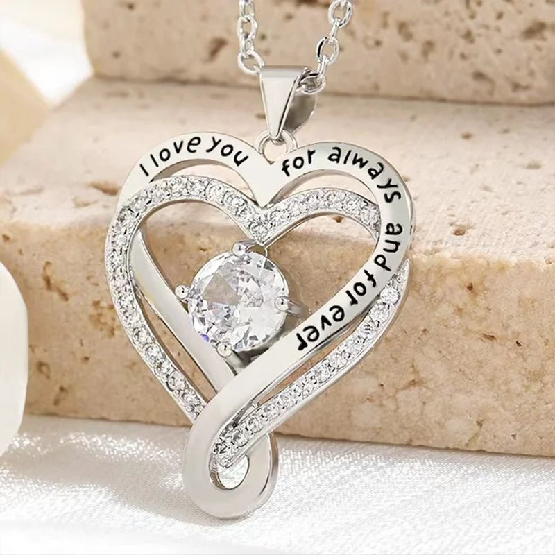 To My Love Eternal Heart Double layered Heart shaped Necklace With Gift Box For Gilrfriend Wife Christmas Valentine's Day Gifts MONMONSHOP - monmonshop.com