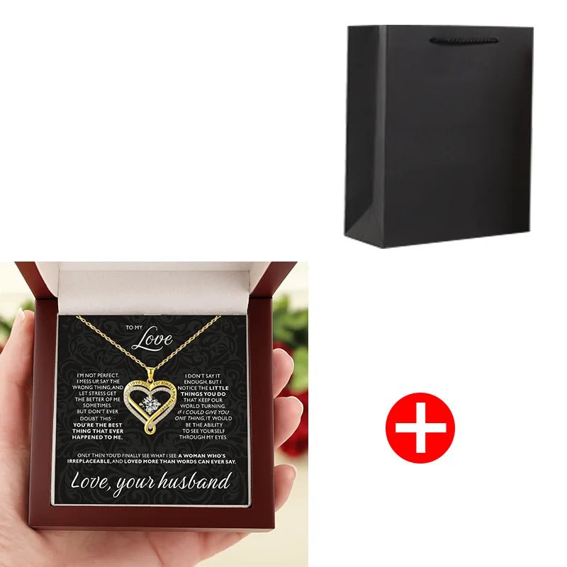 To My Love Eternal Heart Double layered Heart shaped Necklace With Gift Box For Gilrfriend Wife Christmas Valentine's Day Gifts MONMONSHOP - monmonshop.com