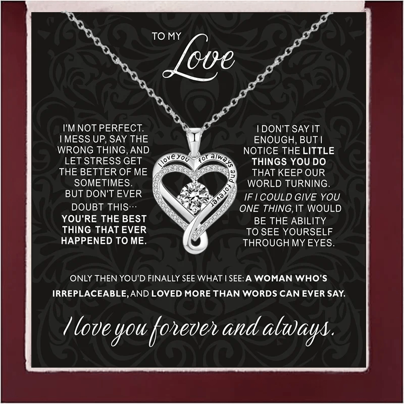 To My Love Heart Necklace With Gift Box From Husband Boyfriend For Wife Gilrfriend Christmas Valentine's Day Gifts | MMS - monmonshop.com