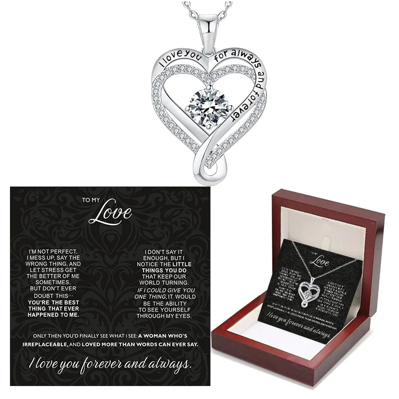To My Love Heart Necklace With Gift Box From Husband Boyfriend For Wife Gilrfriend Christmas Valentine's Day Gifts | MMS - monmonshop.com