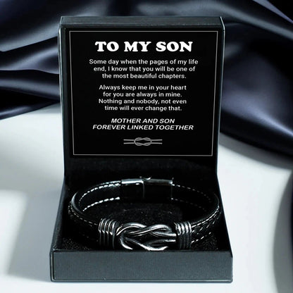 To My Son Braided Leather Bracelet Vintage Charm Wristband Rope Bracelet Forever Linked For Christmas Gifts MMS - monmonshop.com