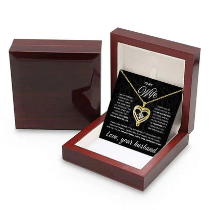 To My Wife From Husband 925 Silver Eternal Heart Double layered Necklace With Gift Box For Wife Valentine's Day Christmas Gifts - monmonshop.com
