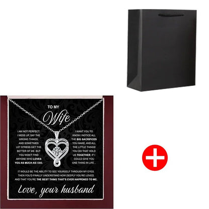 To My Wife From Husband 925 Silver Eternal Heart Double layered Necklace With Gift Box For Wife Valentine's Day Christmas Gifts - monmonshop.com