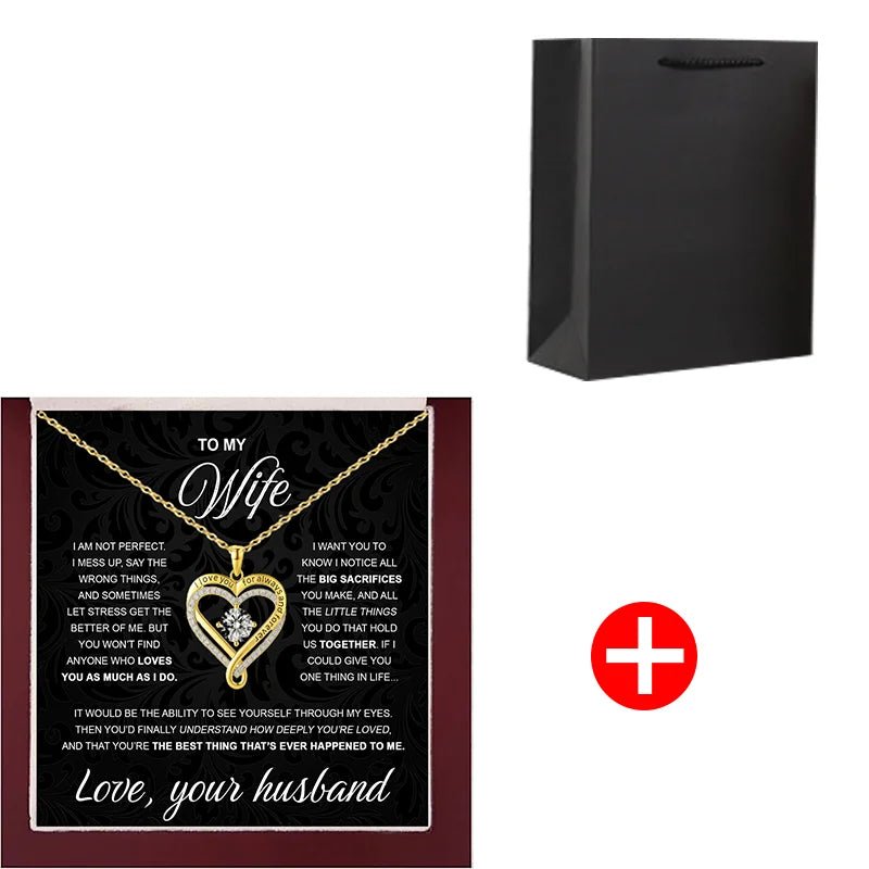 To My Wife From Husband 925 Silver Eternal Heart Double layered Necklace With Gift Box For Wife Valentine's Day Christmas Gifts - monmonshop.com