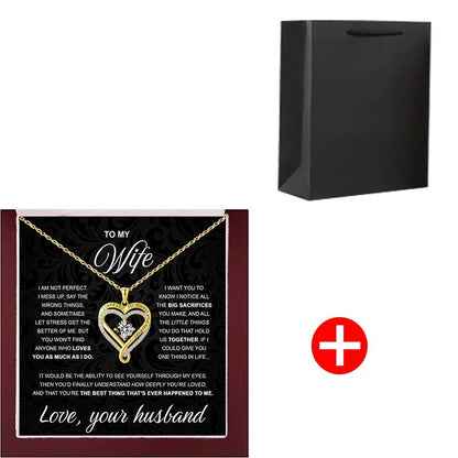 To My Wife From Husband 925 Silver Eternal Heart Double layered Necklace With Gift Box For Wife Valentine's Day Christmas Gifts - monmonshop.com