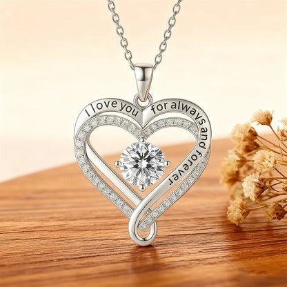 To My Wife From Husband 925 Silver Eternal Heart Double layered Necklace With Gift Box For Wife Valentine's Day Christmas Gifts - monmonshop.com