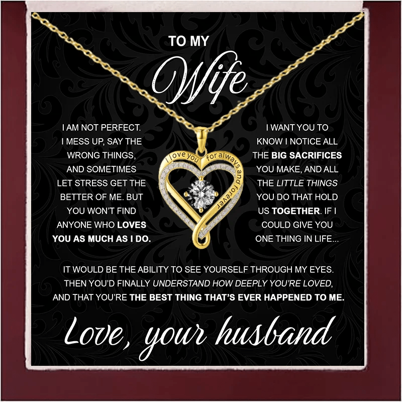 To My Wife From Husband 925 Silver Eternal Heart Double layered Necklace With Gift Box For Wife Valentine's Day Christmas Gifts - monmonshop.com