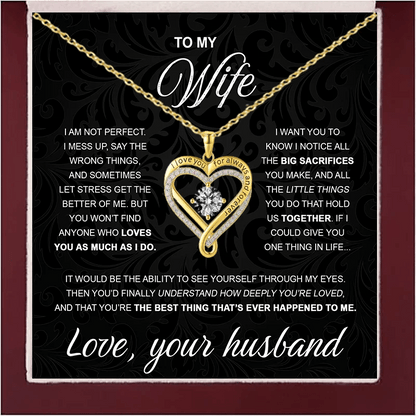 To My Wife From Husband 925 Silver Eternal Heart Double layered Necklace With Gift Box For Wife Valentine's Day Christmas Gifts - monmonshop.com