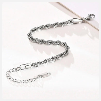 Unisex Rope Chain Bracelets for Men Women, Stainless Steel Twisted Links Chain Bracelet,Simple Classic Jewelry Gift for Him | MONMONSHOP - monmonshop.com