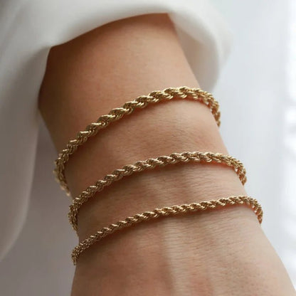 Unisex Rope Chain Bracelets for Men Women, Stainless Steel Twisted Links Chain Bracelet,Simple Classic Jewelry Gift for Him | MONMONSHOP - monmonshop.com