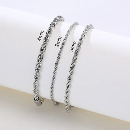 Unisex Rope Chain Bracelets for Men Women, Stainless Steel Twisted Links Chain Bracelet,Simple Classic Jewelry Gift for Him | MONMONSHOP - monmonshop.com