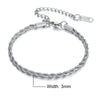 Unisex Rope Chain Bracelets for Men Women, Stainless Steel Twisted Links Chain Bracelet,Simple Classic Jewelry Gift for Him | MONMONSHOP - monmonshop.com