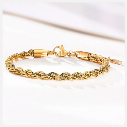 Unisex Rope Chain Bracelets for Men Women, Stainless Steel Twisted Links Chain Bracelet,Simple Classic Jewelry Gift for Him | MONMONSHOP - monmonshop.com