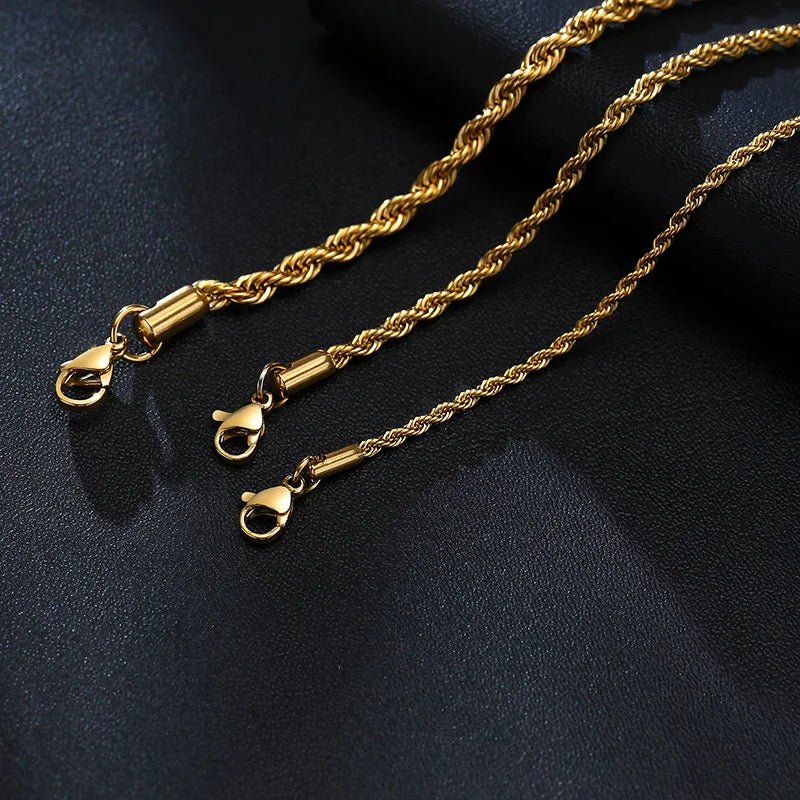 Unisex Rope Chain Bracelets for Men Women, Stainless Steel Twisted Links Chain Bracelet,Simple Classic Jewelry Gift for Him | MONMONSHOP - monmonshop.com