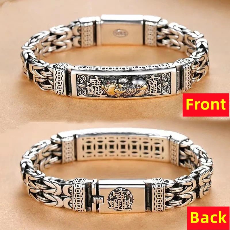 Vintage Silver Retro Lucky Pixiu Man Bracelet Thick Style Domineering Trend Personality Jewelry | MMS - monmonshop.com