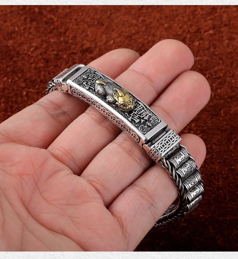 Vintage Silver Retro Lucky Pixiu Man Bracelet Thick Style Domineering Trend Personality Jewelry | MMS - monmonshop.com