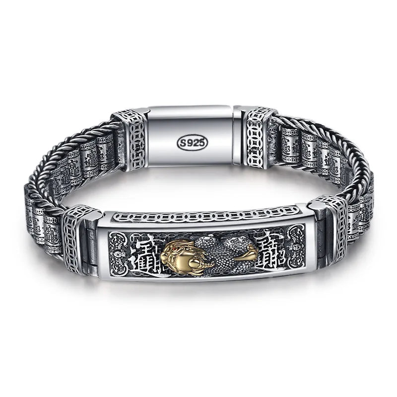 Vintage Silver Retro Lucky Pixiu Man Bracelet Thick Style Domineering Trend Personality Jewelry | MMS - monmonshop.com